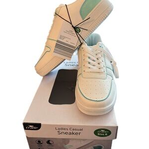 Crane Women’s White Sneakers with Mint Trim